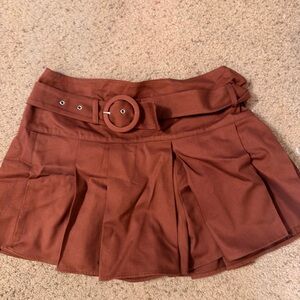 NWT Anthropologie  High-Waist Pleated Mini Skirt with Belt - Rust